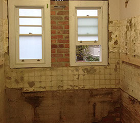 This is the bathroom after demolition