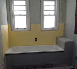 Bath installed and waterproofed