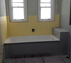 Bath installed and waterproofed
