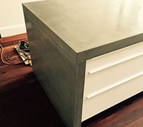 Concrete benchtop in the new kitchen