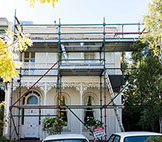 Scaffold used to do repair work on a large 2 storey house